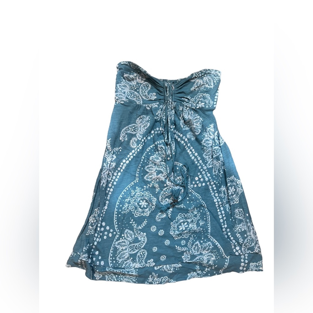American Eagle Halter Dress Sz Small Cotton Blue Paisley Handkerchief